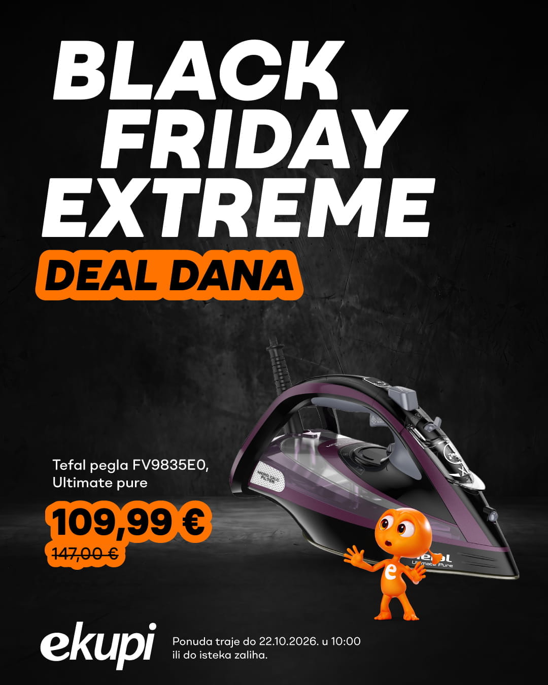Tefal parna pegla FV9835E0 Ultimate Pure